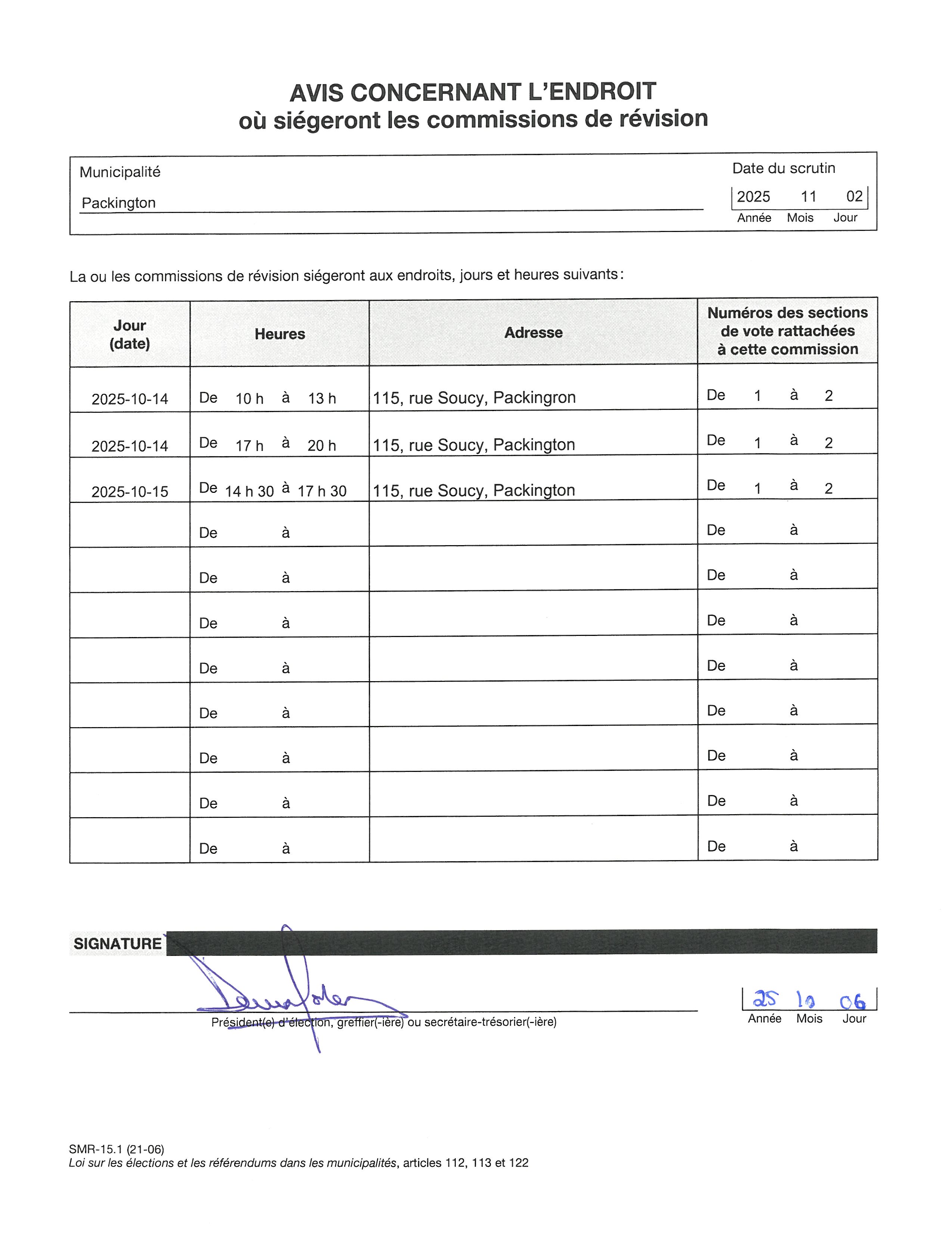 Avis commissions de révision