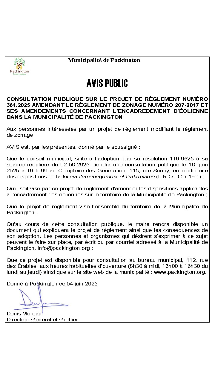 Avis public consultation