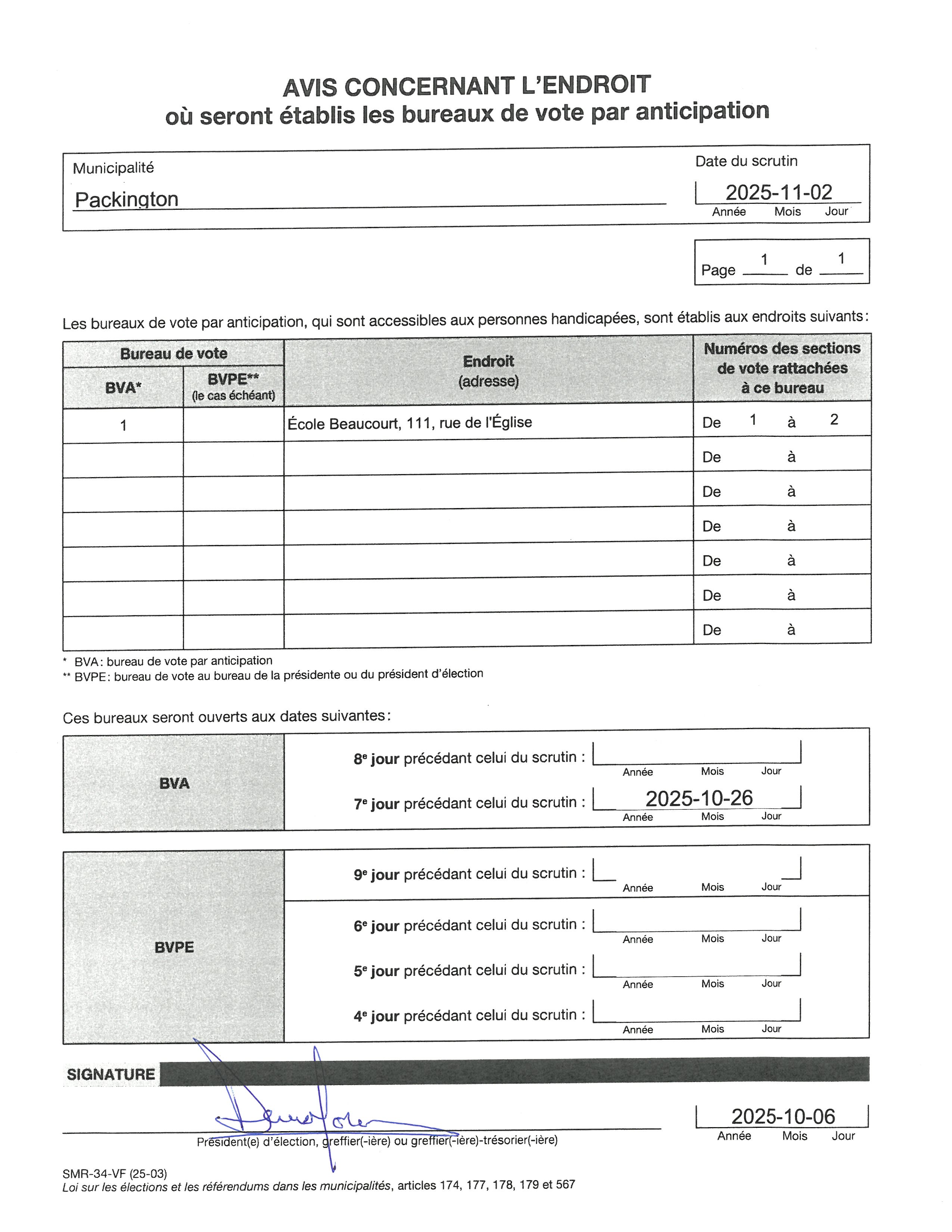 Avis vote par anticipation